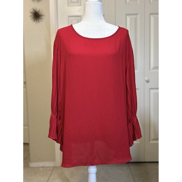 Cato Est. 1946 Womens (22-24W) Bright Red Blouse Long Sleeve - Picture 1 of 12
